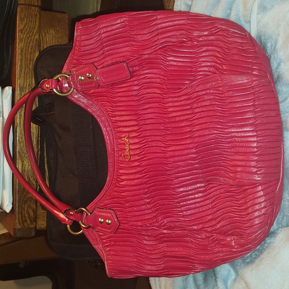 Coach Handbags - Coach Red Textured Leather Bag